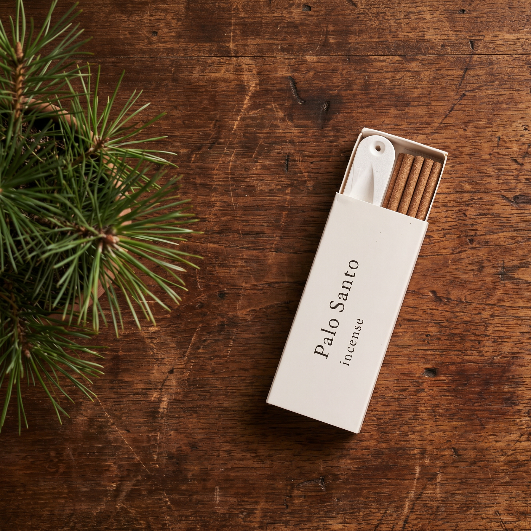 Palo Santo Incense Set — Clean & Sacred — closeup of hand-rolled incense sticks and alloy holder — handcrafted natural incense by OrientalScent