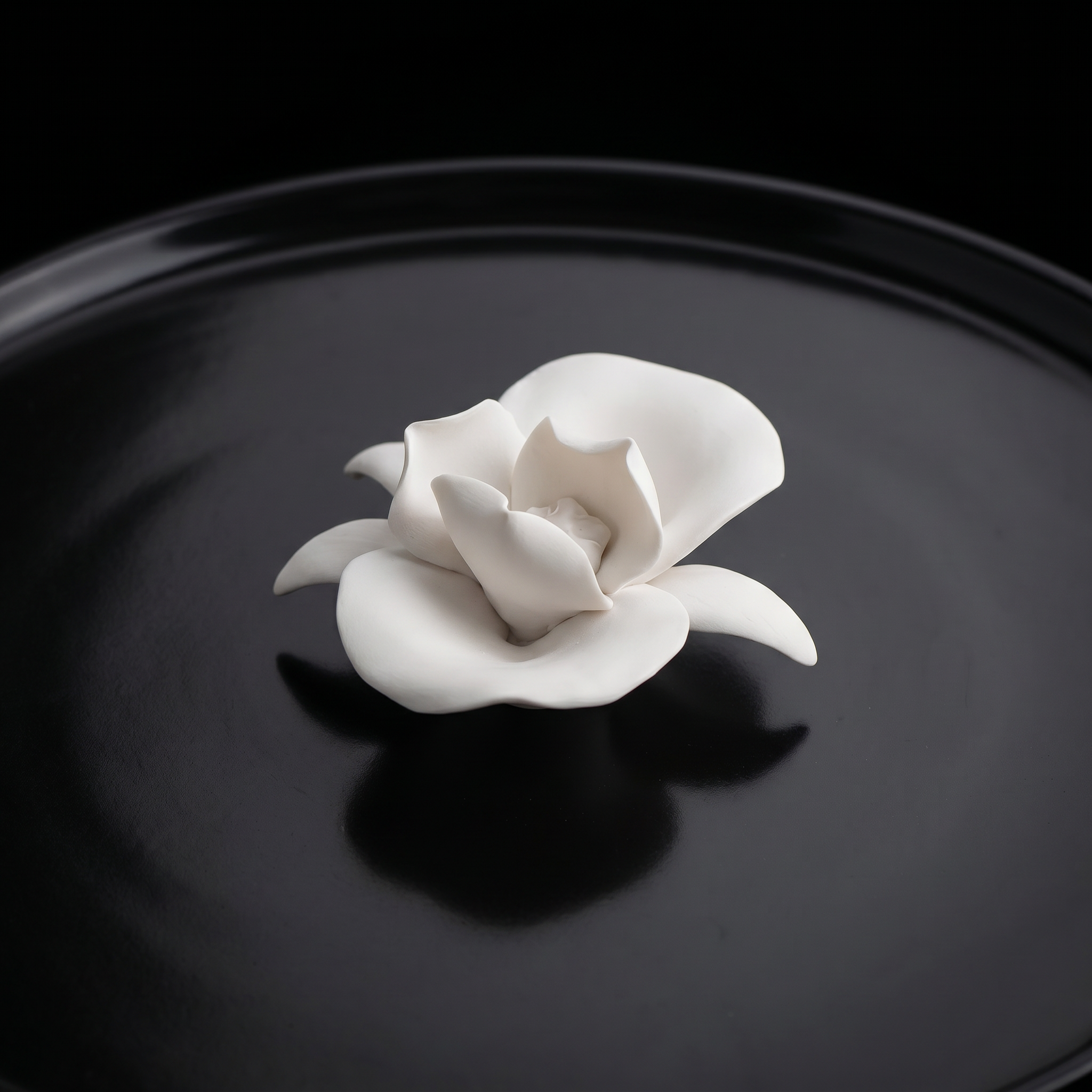 Handmade Butterfly Flower Ceramic Incense Holder — Dehua white porcelain, blooming magnolia flower design — artisan ceramic incense holder by OrientalScent