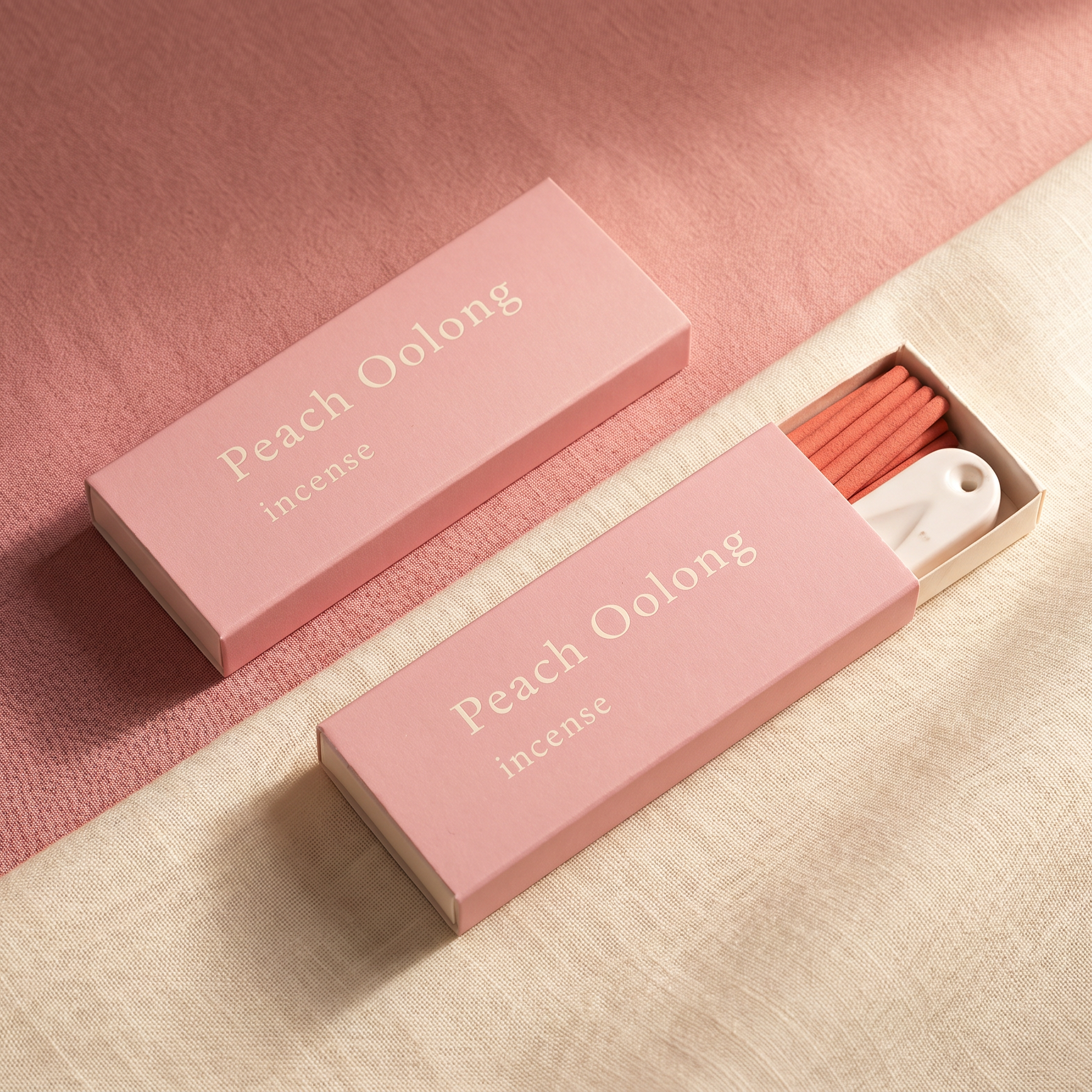 Peach Oolong Incense Set — Sweet & Mellow — premium handcrafted incense sticks in matchbox packaging — handcrafted natural incense by OrientalScent