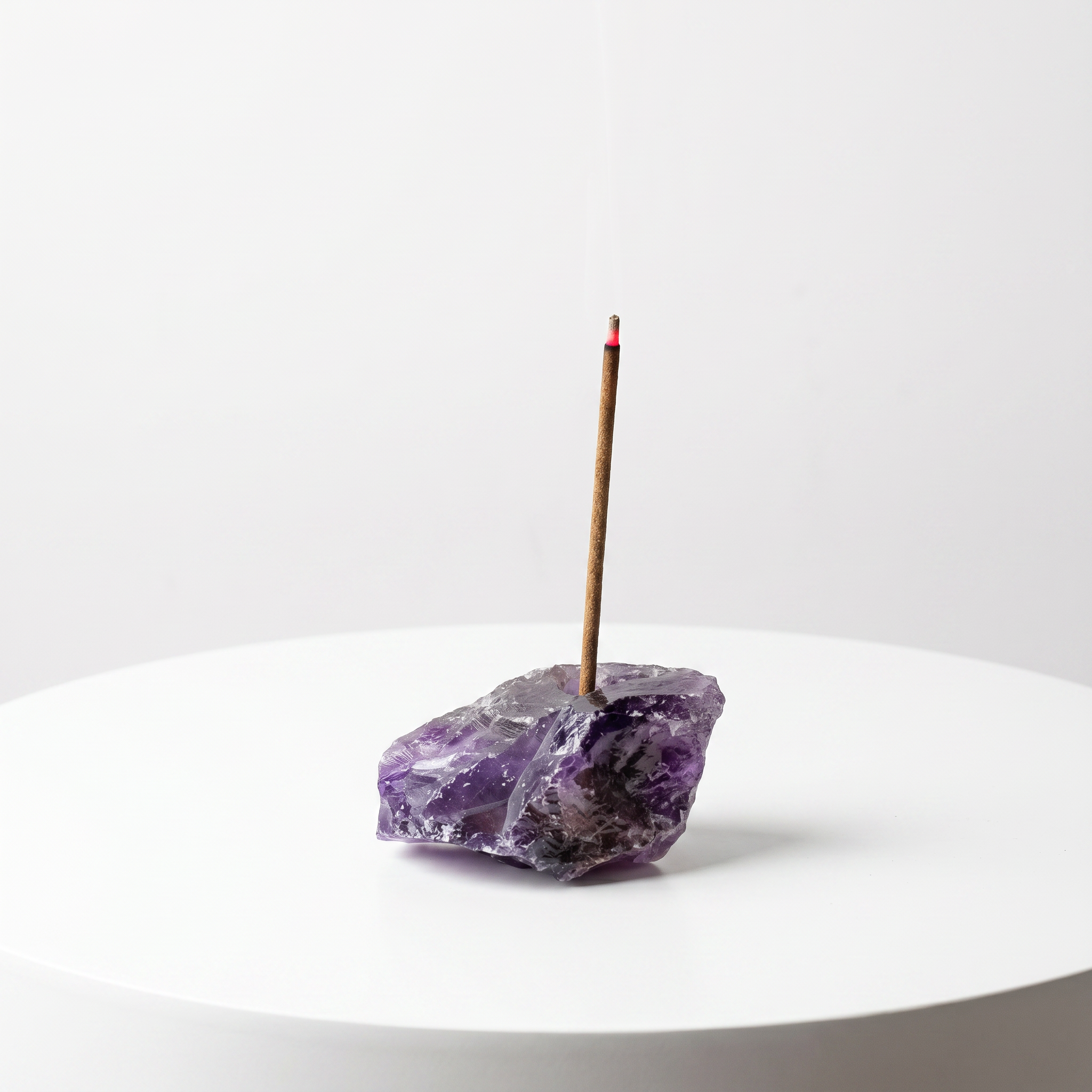 Natural Amethyst raw stone incense holder — purple crystal cluster with visible points — natural crystal home decor by OrientalScent